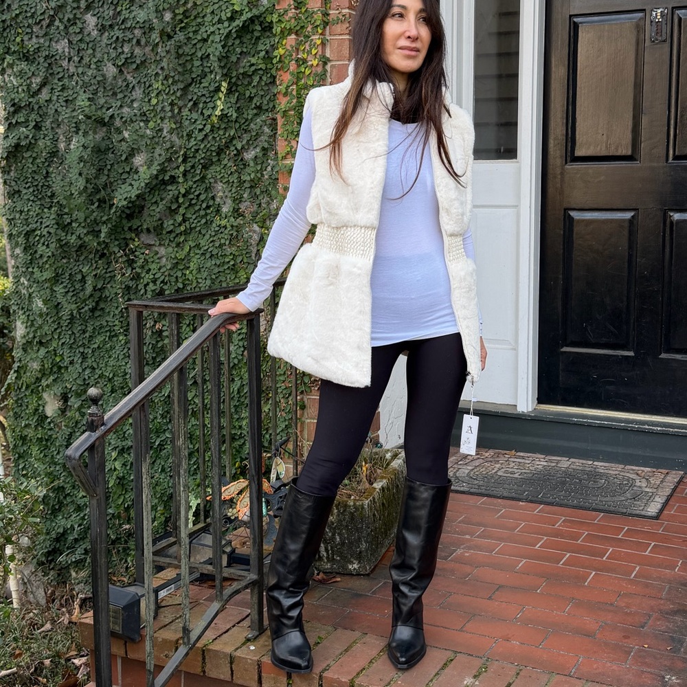 ShopEvelynne Ivory Faux Fur Vest